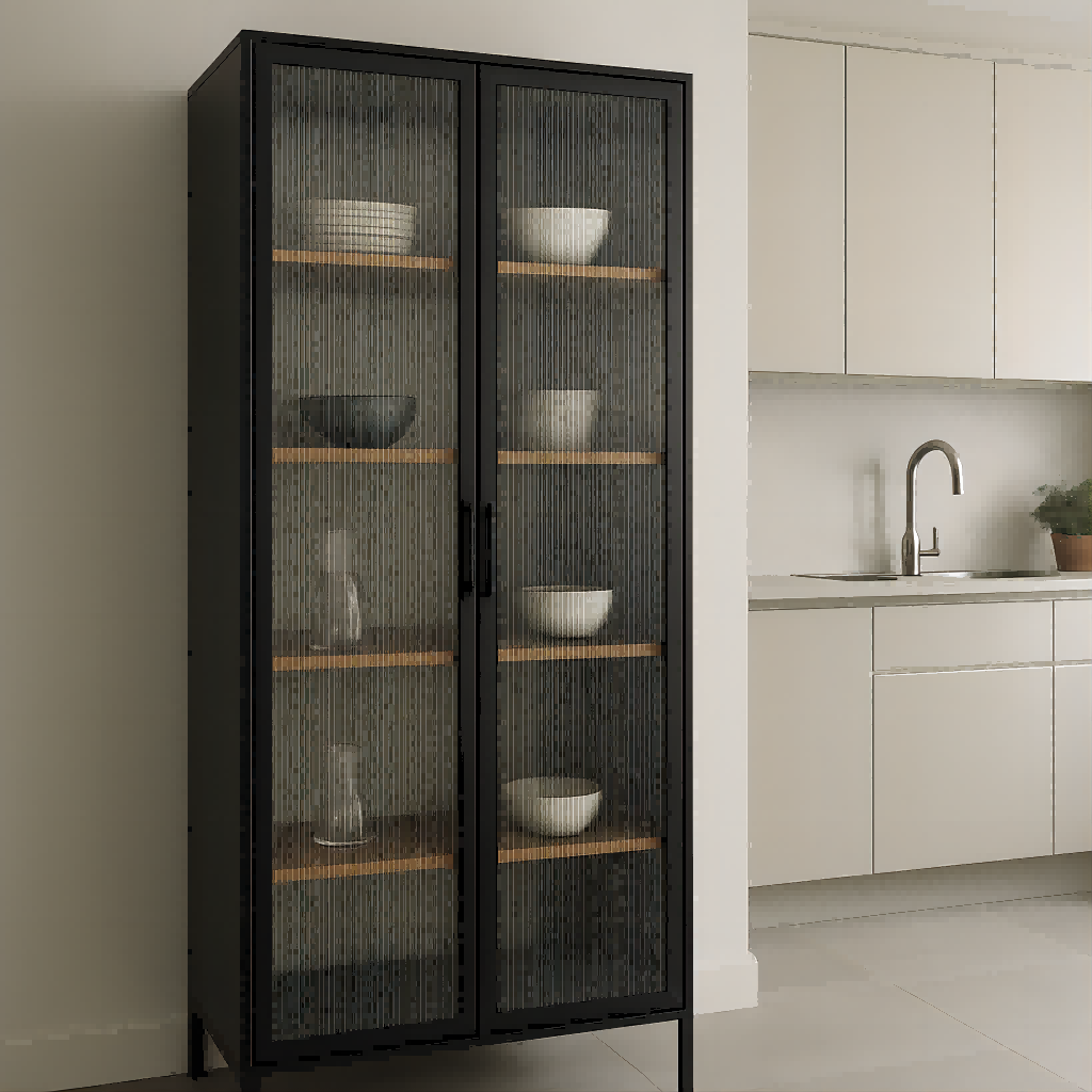 Reeded Glass Cabinets