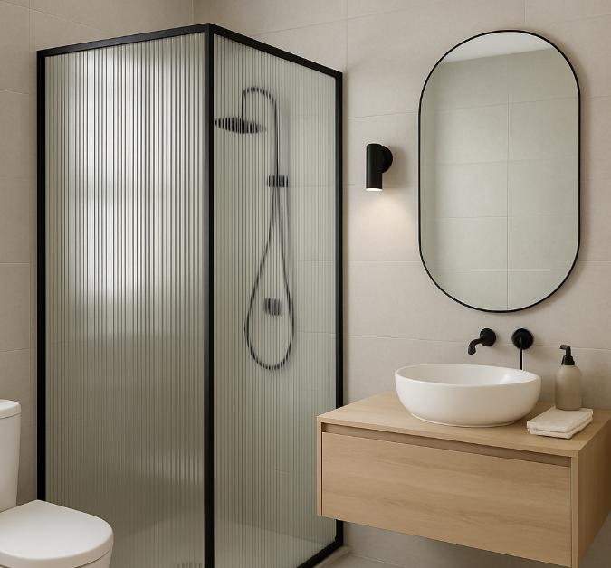 reeded <a href=https://www.hikinglass.com/Glass-hardware.html target='_blank'>glass shower screen</a>