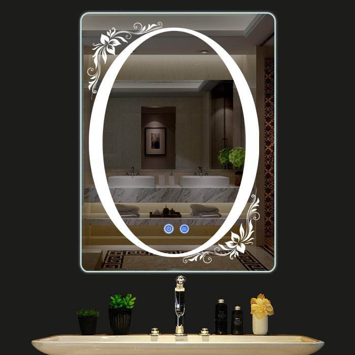 Oval led bathroom mirror with bluetooth speaker China whosale HG-RM106