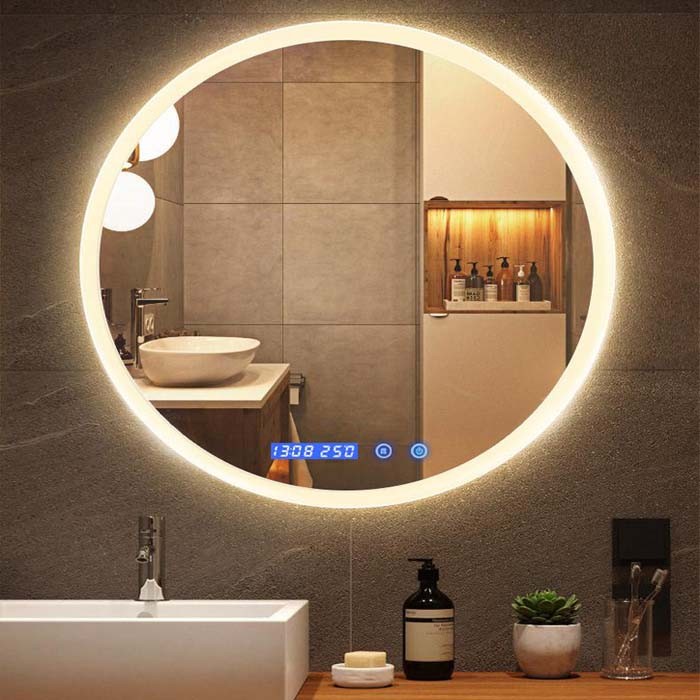 Silver circle mirror led circle mirror supplier in China HG-RM101