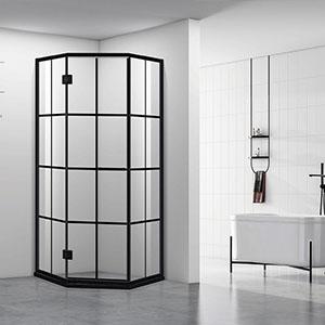 black grids shower glass HG-D05