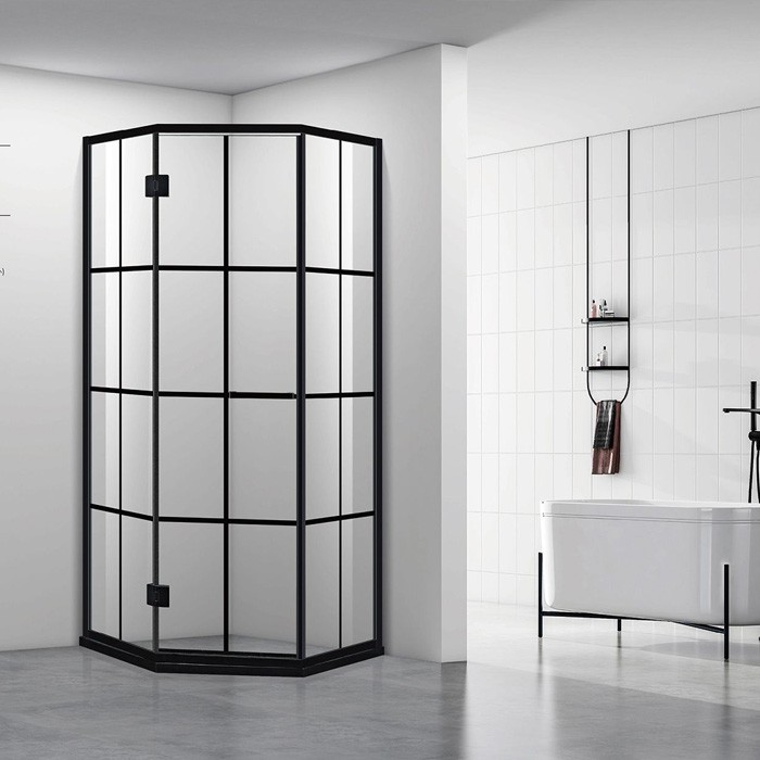 black grids shower glass HG-D05